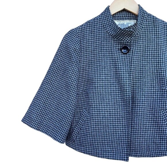 Emmelee Pea Coat Gray Houndstooth Collared Jacket Size M - Picture 3 of 10